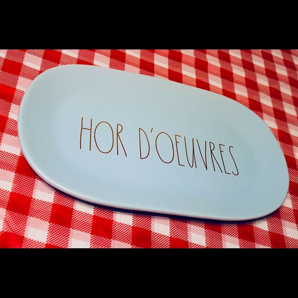 Rae Dunn HOR D'OEUVRES blue/gold serving platter - Picture 13 of 16